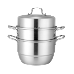 S/S304  3 layer Stainless Steel Steamer Pot Metal Dumpling Steamer Portable Food Steamer